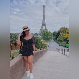 Zara Black and White Polka Dot Ruched Mini Dress